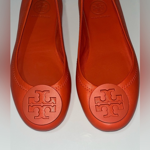Tory Burch Women's Minnie Leather Travel Ballet Flats, Mango Sz 4.5M - Picture 3 of 12